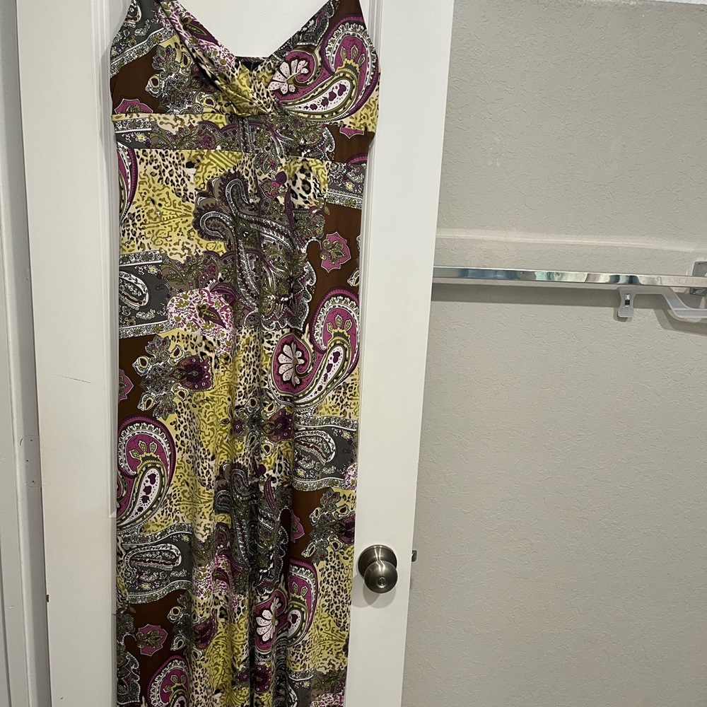 Essentials by Milano Paisley Maxi Dress - Brown, Yellow, Purple